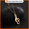 Skyrim New Stainless Steel Musical Notation Pendant Necklace Silvery Gold Color Note Statement Chain Necklaces Jewelry Gift