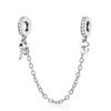 925 Silver Charms Fit Original Bracelet Women Jewelry Gift Shiny Butterfly Star Moon Love Heart Clamp Beads safety chain Pendant
