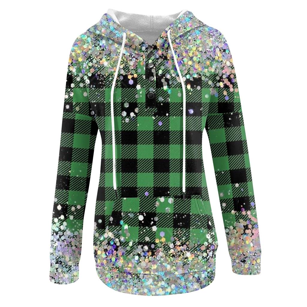 Женские повседневные модные принты с длинным рукавом на пуговицах пуловеры с капюшоном толстовки