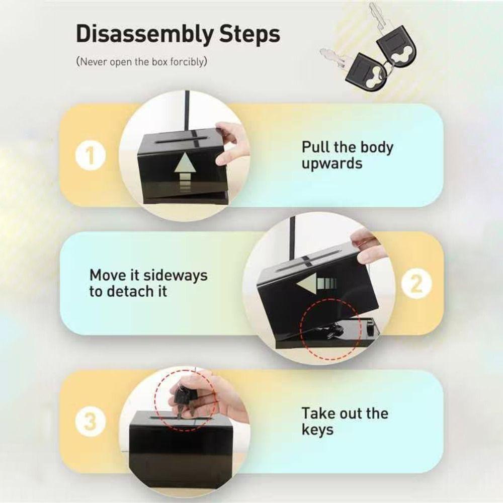 Solid Suggestion Box With Lock and Sign Holder Donation Box Plastic Container Tip Jar Charity