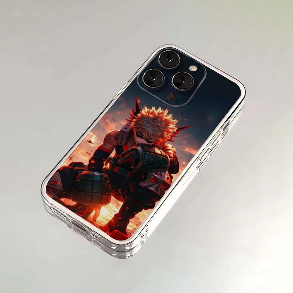 Чехол для телефона Bakugo My Hero Academia для iPhone 16,15,14,13,12,11 Plus,Pro,Max,XR,XS,X,7,8 SE,Mini Прозрачный Силиконовый Мягкий