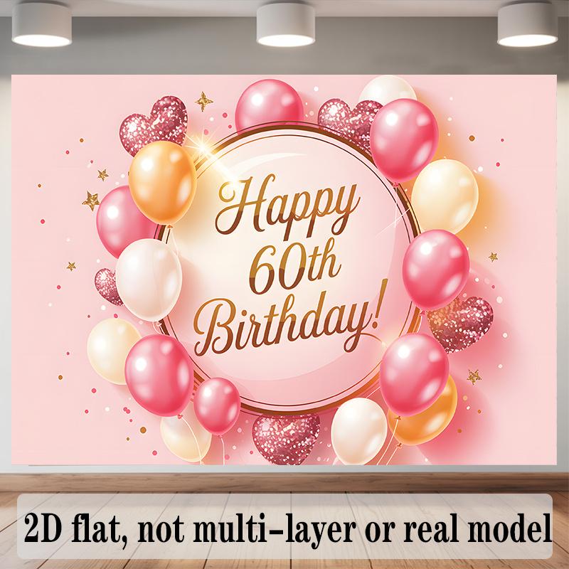 Party Backdrop 60Th Birthday Flat Designed Serves Photos Made Styling Embellishments Adornments Event Backdrop Decoration Birthday Party Decor