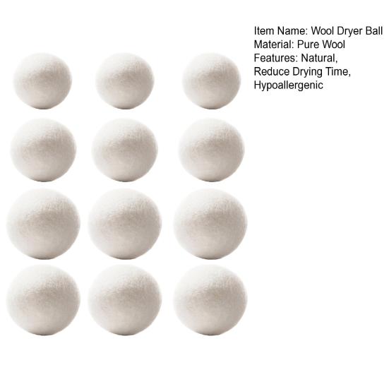 6/12Pcs Wool Dryer Balls 6/7/8CM 3 Sizes Organic Natural Fabric Softener Reduce Drying Time Hypoallergenic Reusable Hand-Felted Laundry Balls