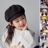 Children Beret Short Brim Vintage Solid Color Newsboy Cap Warm Autumn Winter Cap Girls Octagonal Cap Daily Outdoor Activities Headwear