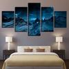 Картина на холсте, настенная живопись, домашний декор, рамки, 5 шт., синее северное сияние, снежная гора, современные HD печатные изображения ночной сцены