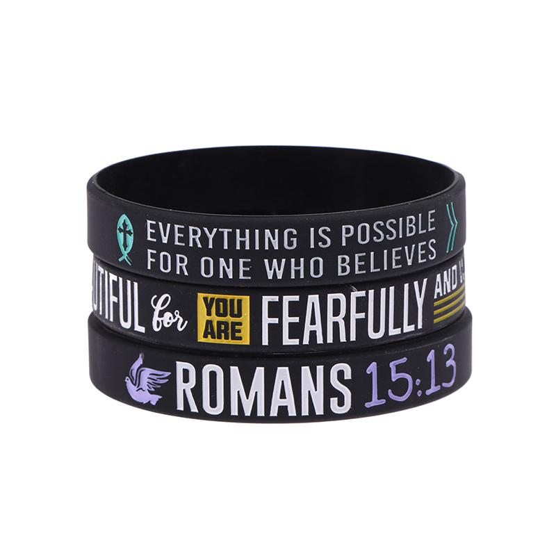 13 шт. Вера Верь Мир Благодать Библия Христианский Религиозный Браслет Спорт Силиконовые Браслеты Резиновый Напульсник