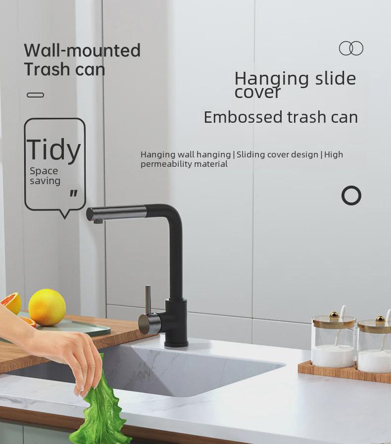 Wall-Mounted Kitchen Waste Bin with Lid - Versatile Trash Basket for Kitchen or Bathroom.