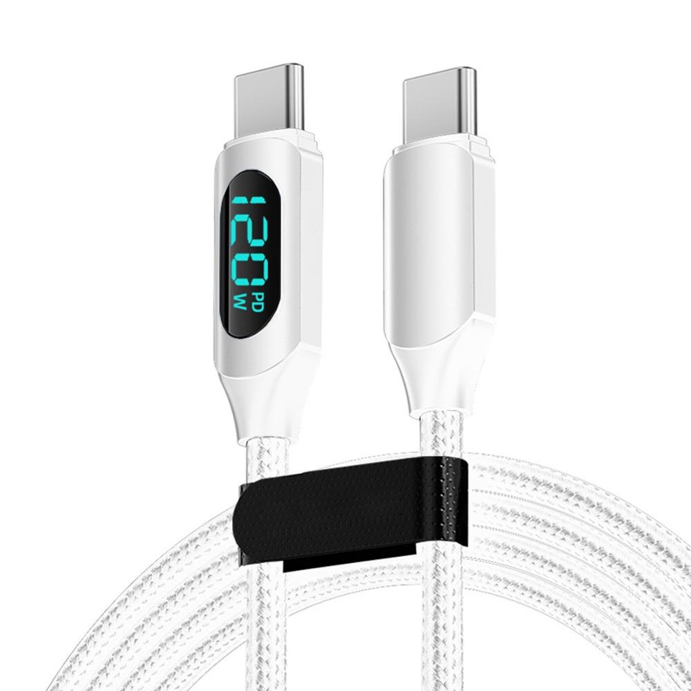 120 Вт USB A на Type C Светодиодный Цифровой Дисплей Быстрая Зарядка Кабель для Данных Нейлоновая Оплетка USB Шнур для Зарядки Type C на Type C PD 6A USB Кабель