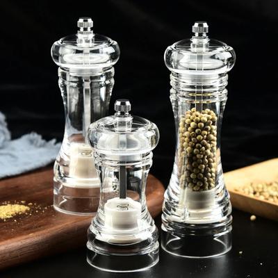 Прозрачная ручная акриловая перечница мельница для перца и солонка с регулируемой степенью помола от керамического ротора кухонные инструменты