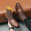 Осенне-зимние деловые кожаные ботинки мужские европейские и американские больших размеров модные комбинированные ковбойские ботинки британские однотонные повседневные высокие