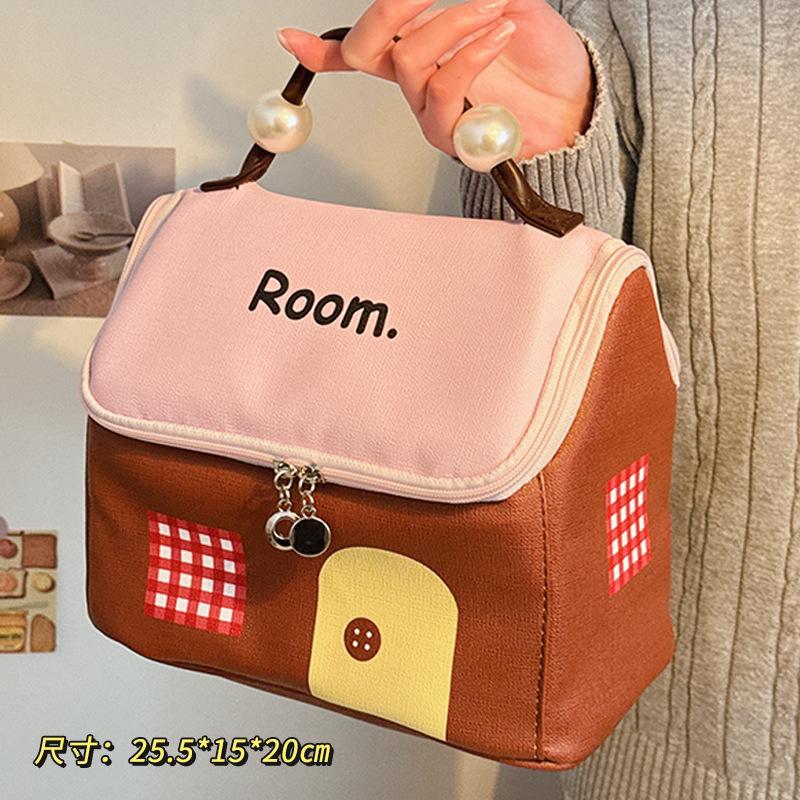 Dopamine Small House Cosmetic Bag Women's Portable Hand Wash Bag Cosmetic Storage Bag