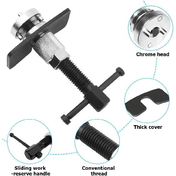 Инструмент для втягивания поршня тормозного цилиндра, Наборы для втягивания поршня суппорта автомобильного тормоза, Комплект с правой рукояткой, Инструменты для замены редких тормозных колодок автомобиля, Универсальный