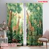 2pcs,2D Plane Printing Curtain Fabric Jungle Gathering Versatile 100% Polyester (without Rod) Art Deco Festive Use for Living