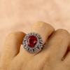 Cellacity Vintage 925 Sterling Silver Rings for Women with Oval Shape Ruby Gemstone  Female Jewellery Ring Wedding Party Gifts