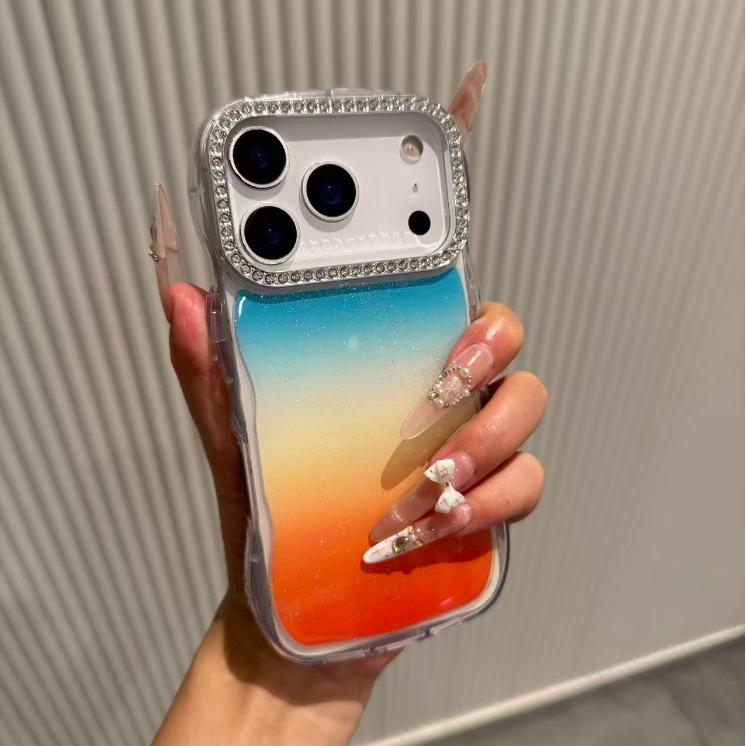 Корейский ins градиентный розово-желтый Эпоксидный чехол для iphone11promax с блестящим бриллиантовым объективом Чехол для мобильного телефона Apple 11 1