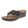Fashion Fashion Flower Decor Wedge Flip Flops Women 2025 Summer Clip Toe Beach Slippers Woman Comfortable Non Slip Casual Slides Sandals