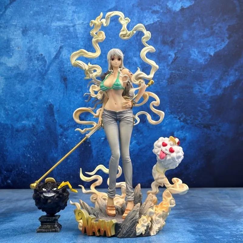 31 см One Piece Форма Ника Нами Соломенная Шляпа Нами Аниме Фигурка С Облаком Зевса Коллекционная GK Статуя Модель Игрушка Настольное Украшение Подарок