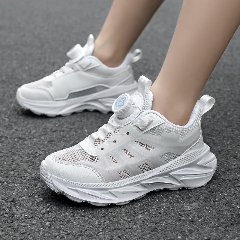 Легкие кроссовки для мальчиков, кроссовки для бега, дышащие, кроссовки с одной сеткой, вращающиеся кнопки, противоскользящие, увеличивающие рост, мягкая подошва