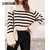 Autumn and Winter Sweater Loose Striped Fat Sleeve Knit Women's Tops
