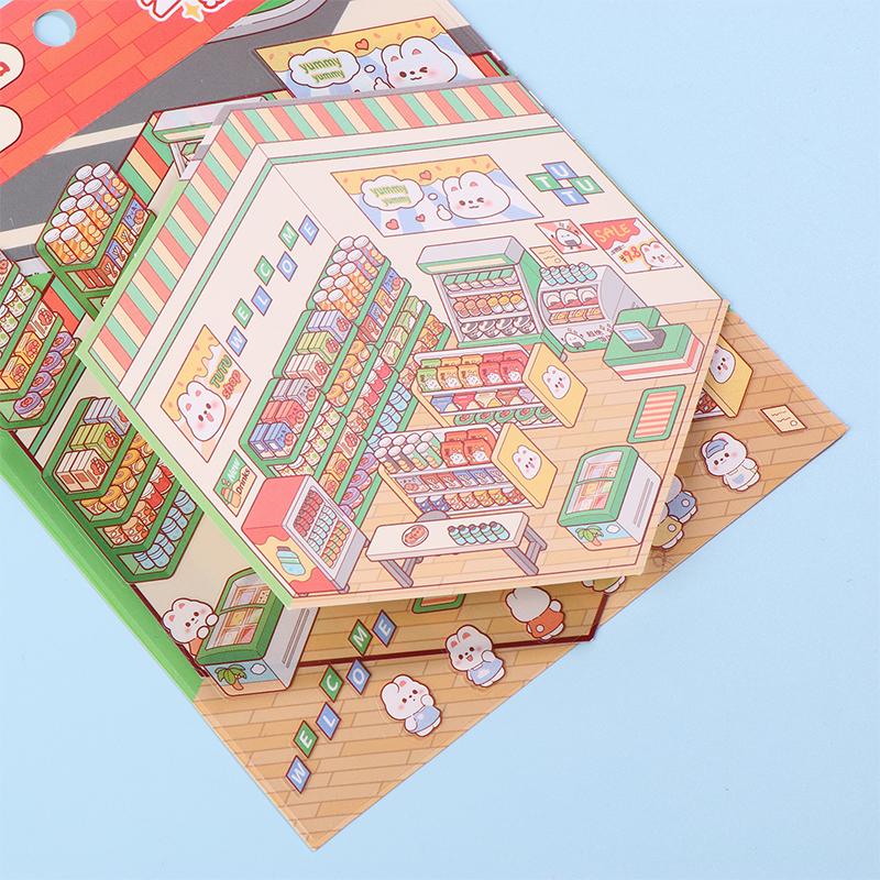 1 набор мультяшных карманных кабинок для бизнеса, сцен для укладки и склеивания, сделай сам, 3D-наклейки, праздничный подарок на день рождения, Рождество для ребенка, студента