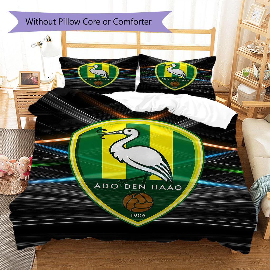 ADO Den Haag Pattern Bedding,Quilt Set Quilt Cover Pillowcase Home Birthday Gift(1 * duvet cover + 2 * pillowcase, without core)