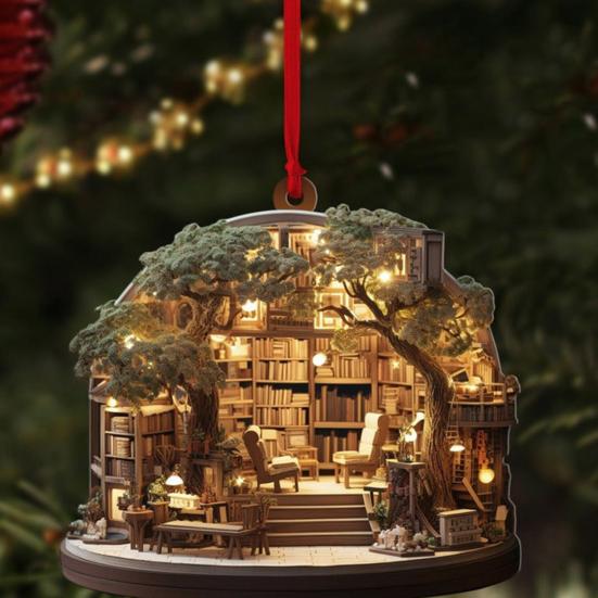 Рождественский книжный магазин Yousheng, украшение из акрила, сложенная книга, подвесное украшение, рождественская елка, книжный подарок для любителя книг, праздничный декор для дома в виде елки