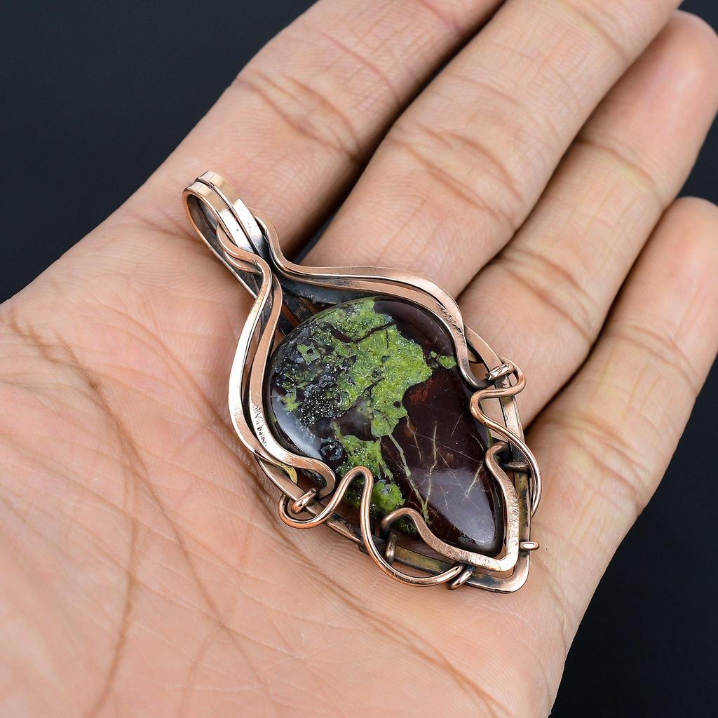 Dragon Blood Jasper 999 Copper Wire Wrapped Pendant, Handmade Gemstone Pendant Jewelry, Gifts For Wife Brand New Pendant