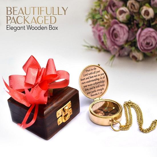 Доверься Господу всем сердцем твоим, пословицы, цитаты, гравированный компас с деревянной коробкой, подарки на выпускной для женщин, мужчин и мальчиков