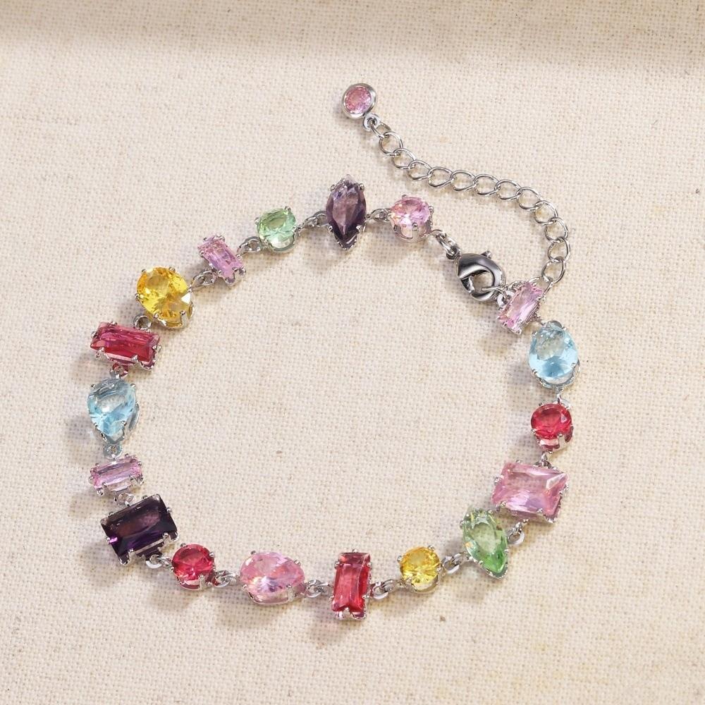 Zircon Zircon Necklace Bracelet Eariings Colorful Fashion Jewelry Accessory Prom