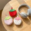 Zipper Design Plush Strawberry Keychain Lipstick Card Bag Earphone Bag  Gift Giving