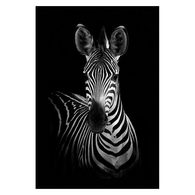 Animal-Themed Giraffe, Zebra, Lion, Elephant, Horse Prints & Poster, Black and White Canvas Art Wall Decorative Picture