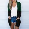 Женский кардиган свободного покроя с цветными блоками и длинными рукавами, с карманами, верхнее пальто