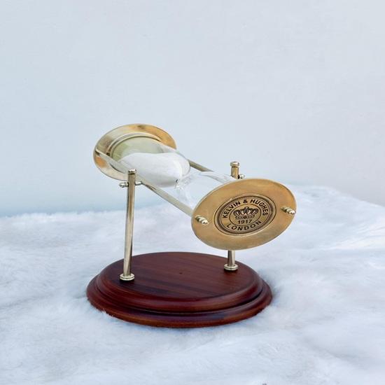 Rotating Unity Sand Ceremony Hourglass, for Weddings Special Moments, Brass Hourglass with Wooden Base