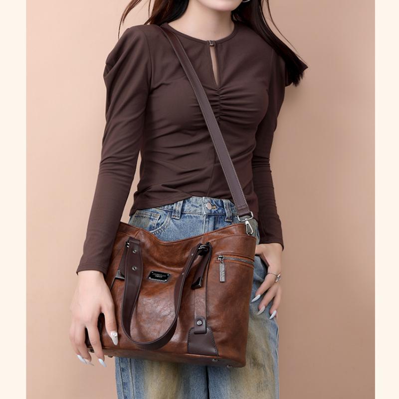 Модная большая вместительная женская сумка-тоут в стиле ретро, повседневная, для девочек, на одно плечо, через плечо, мягкая ткань, европейский стиль, ПУ