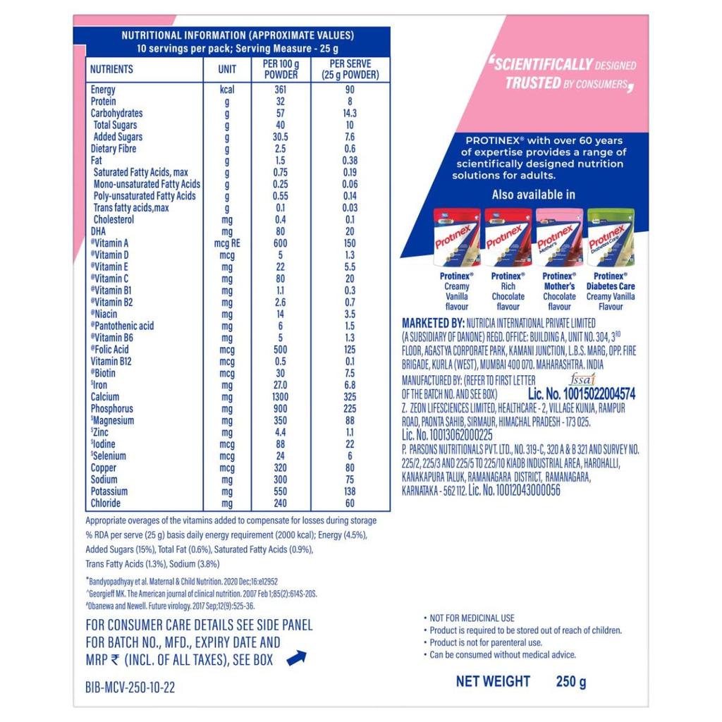 Protinex Mother'S Nutritional Mix 250Gm Pack of 1 – High Protein Pregnancy Supplement With DHA
