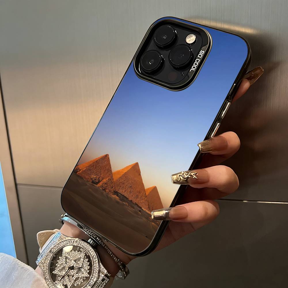 The E-Egyptian -P-Pyramids Phone Case For IPhone17 16 11 12 13 14 15 16 Pro Max Plus Cover Colored Silver Funda Bumber