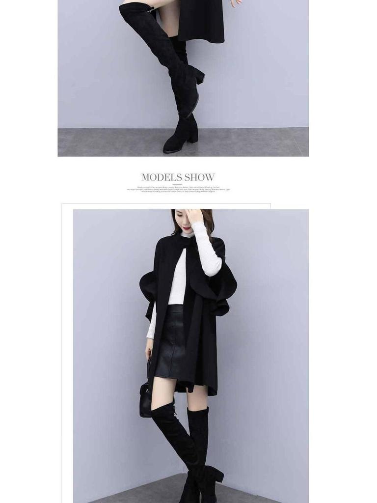 Женское шерстяное пальто-накидка А-силуэта красного цвета большого размера - средней длины, идеально подходит для весны, осени и зимы.