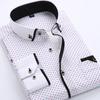 Floral Button Down Men Shirt Male Long Sleeve Shirts Casual Slim Fit Black Man Clothes Dress Shirts