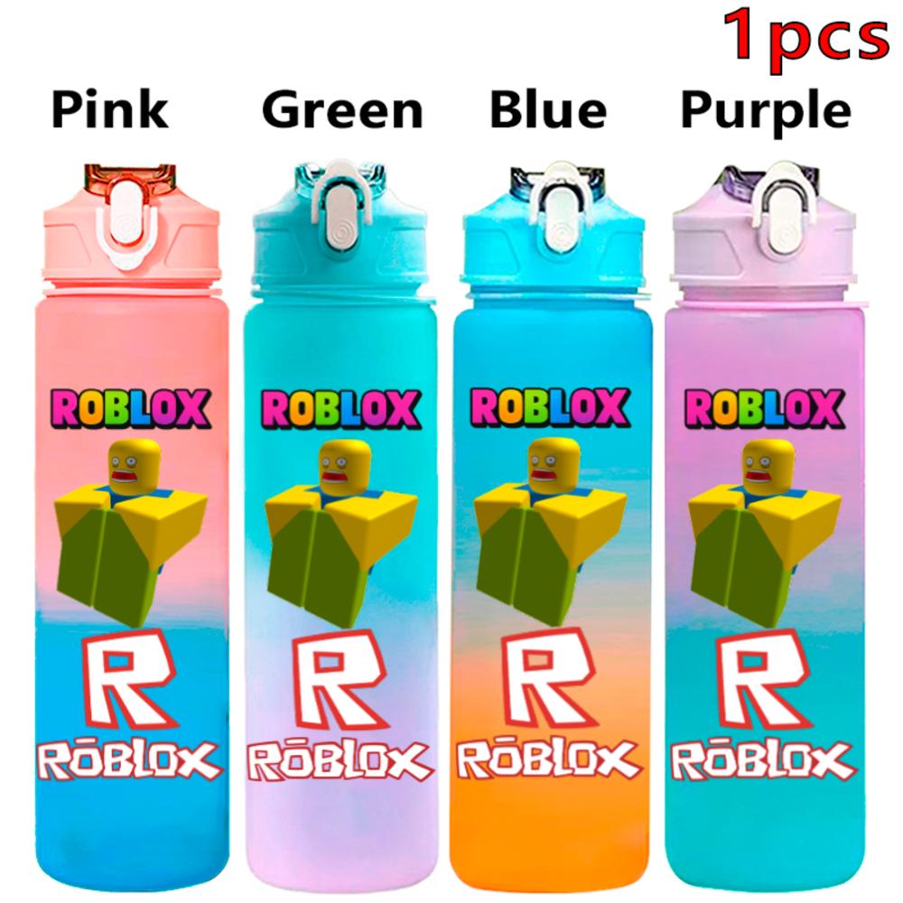 750ml Roblox Cartoon Large Capacity Gradient Color Straw Bottle Camping Drinking Tools Student Game Periphery Plastic Sports Cup
