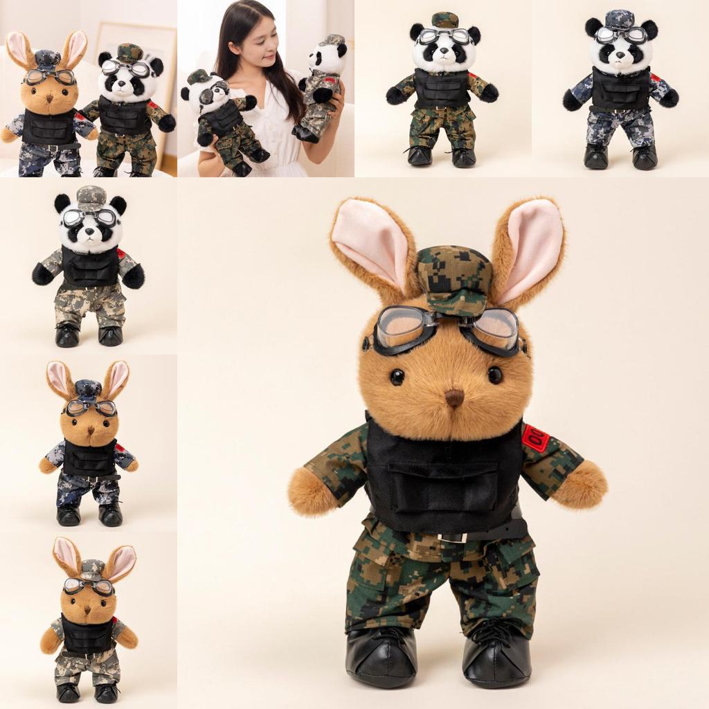 Soft And Cuddly Panda Army Plush Toy Rabbit Soldier Figure Perfect For Gifts