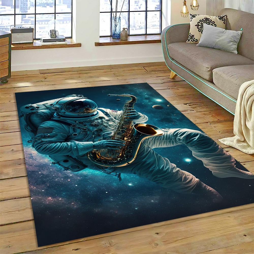 Outer Space Astronaut Universe Spaceman Cartoon Carpet Rug for Home Living Room Bedroom Sofa Doormat Decor,Kid Area Rug Non-slip