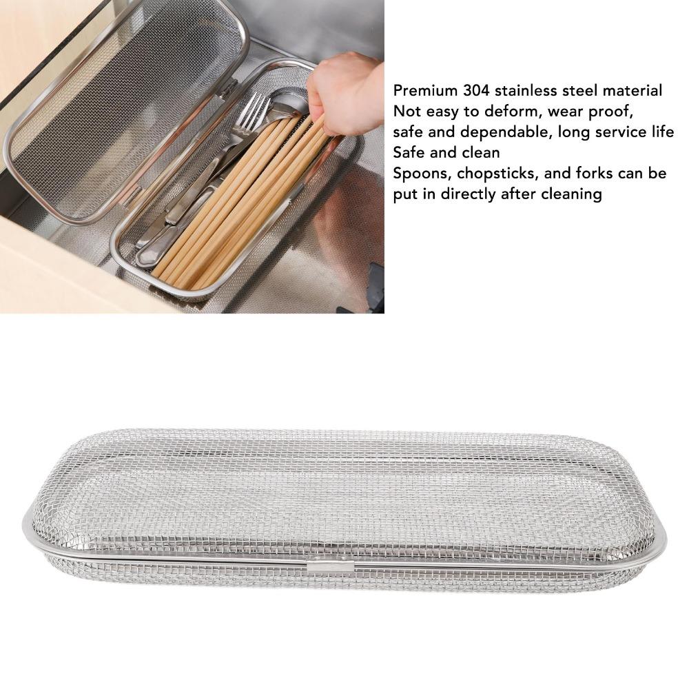 Rectangular Chopstick Basket Fine Mesh Cutlery Holder Dishwasher Basket Family Kitchen