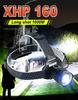 9000LM XHP160 Мощный налобный фонарь Перезаряжаемый налобный фонарь Высокомощный налобный фонарь Type-C Головной фонарик Фонарь для рыбалки
