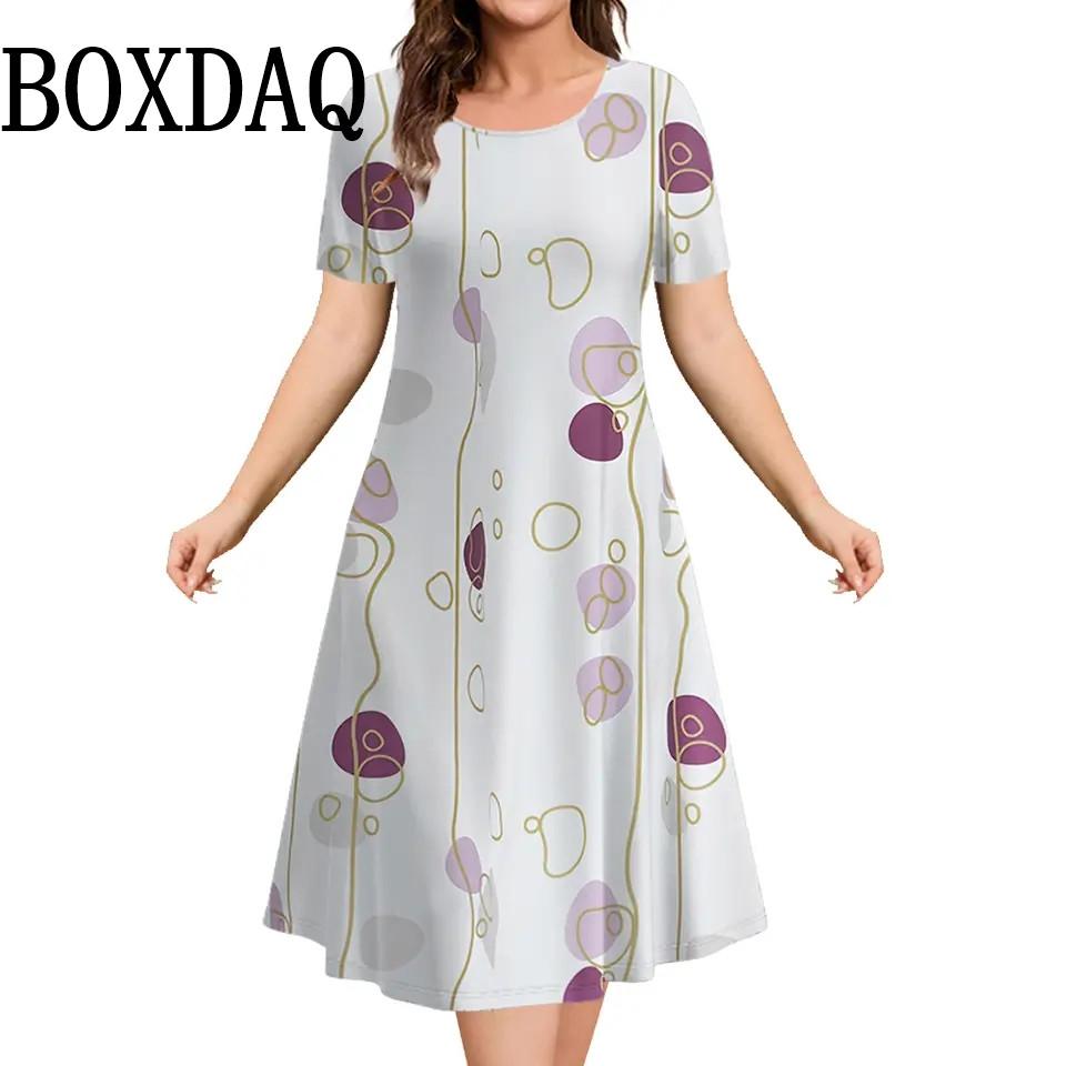 Женские платья с принтом в горошек, летняя одежда, короткие рукава, свободное платье больших размеров, модное элегантное женское уличное мини-платье