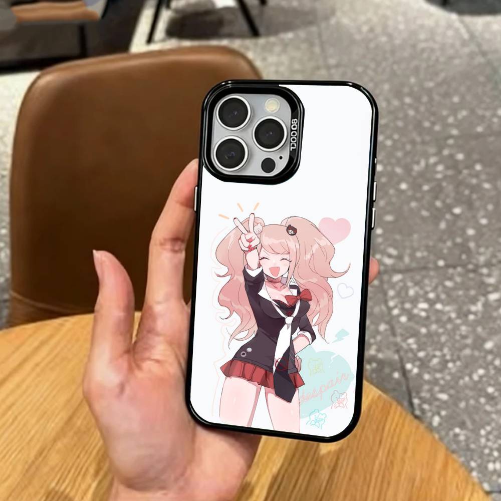 J-Junko E-Enoshima Anime Phone Case For iPhone17,16,15,14,13,12,11 Plus,Pro Max Colored Silver Plated Inside Cover
