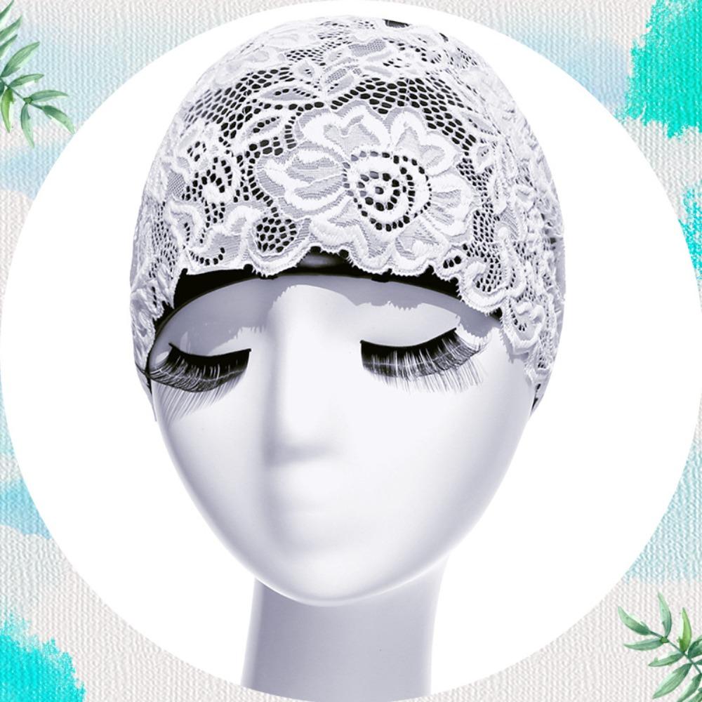PU Swimming Cap Lace Ear Protect Cap Fashion look Waterproof Swim Hat Adult women