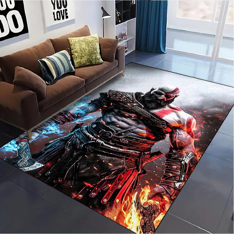Kratos God Of War Carpet Rug for Living Room Bedroom Home Sofa Decoration,Kids play Non-slip Floor Mat