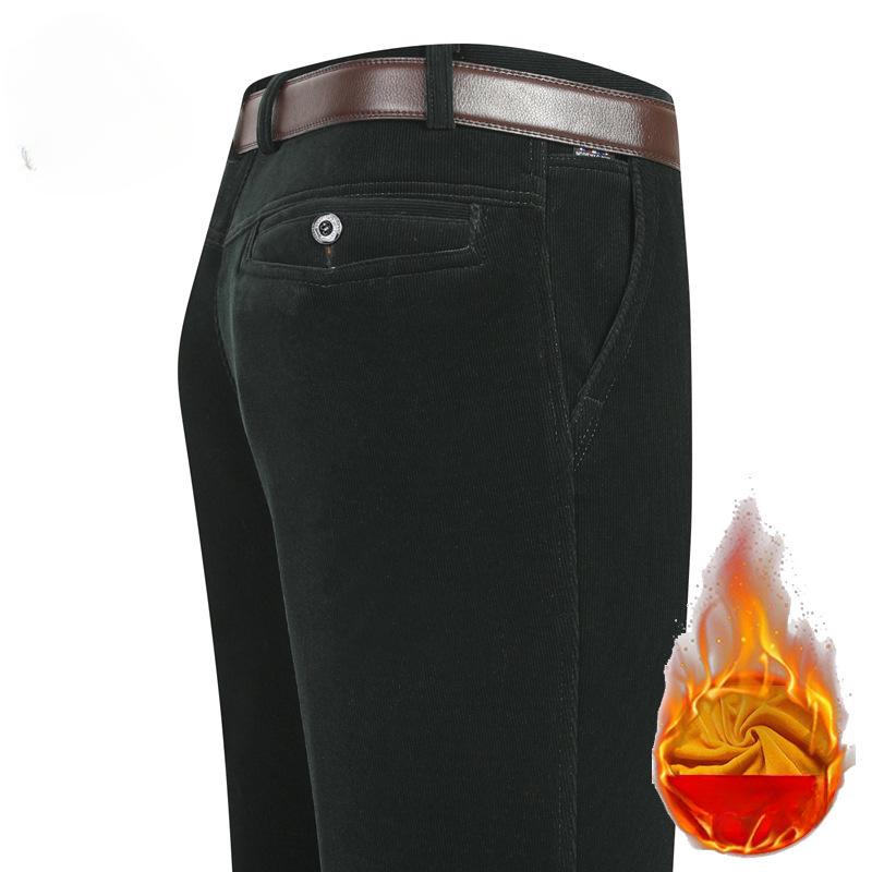 Autumn and Winter Padded Middle-aged Men's Casual Trousers Striped Trousers Middle-aged and Elderly Loose Trousers Corduroy Trousers