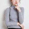 Свитер с высоким воротником, женский однотонный вязаный подшерсток, новинка 2022 года, осенне-зимний повседневный однотонный свитер с короткими рукавами, пуловер