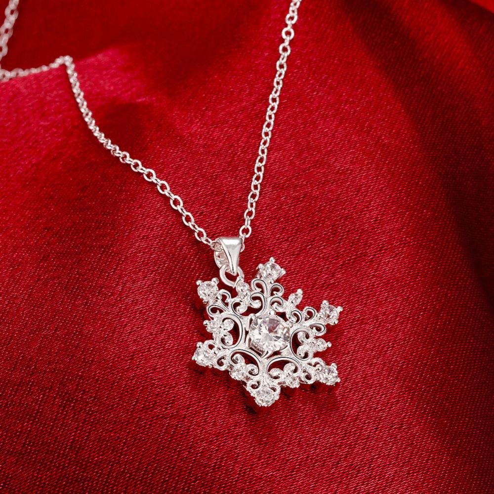 Necklace Pendant Silver 925 Chain Snowflake Gift